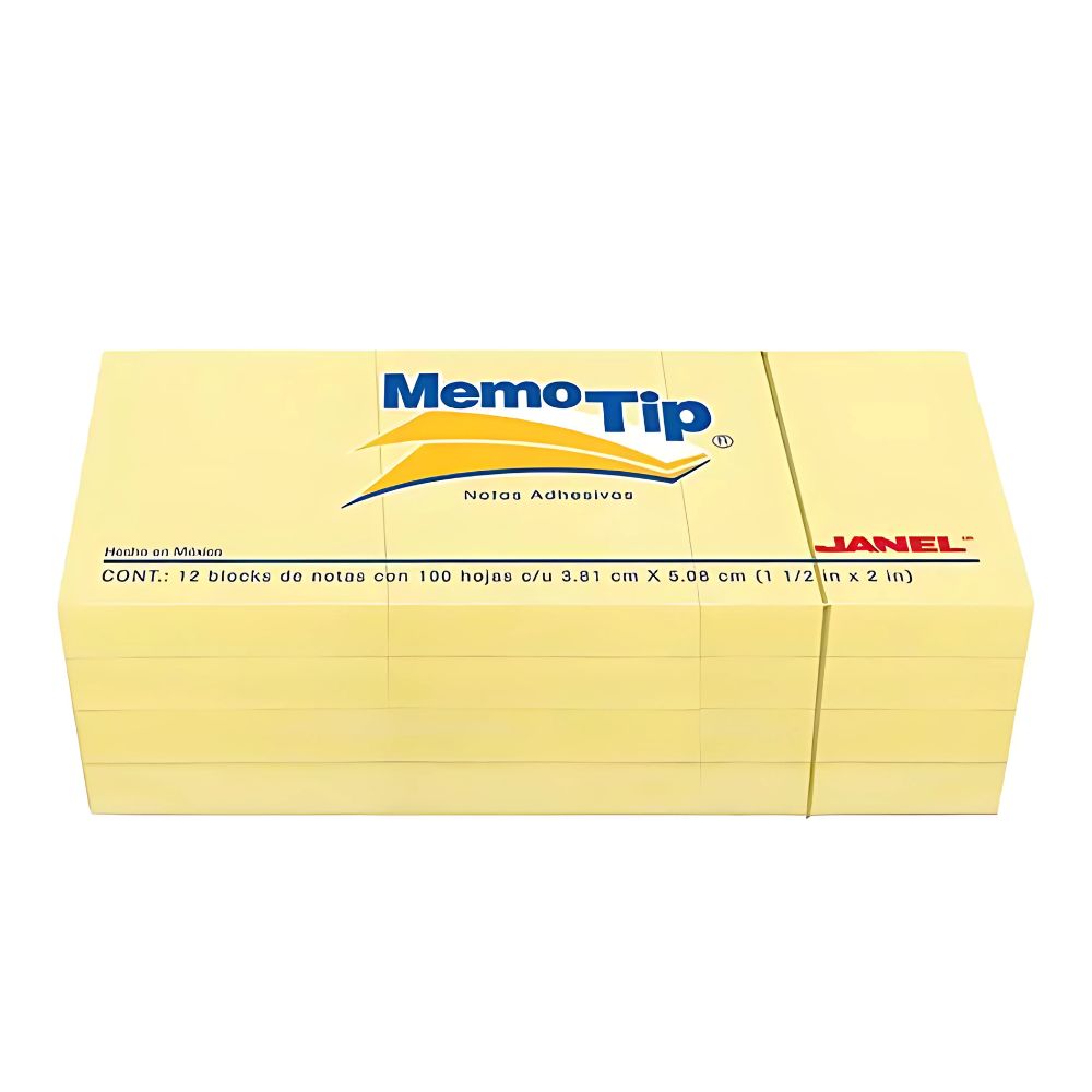 Paquete 12 Blocks Notas Adhesivas Janel 1.5x2"