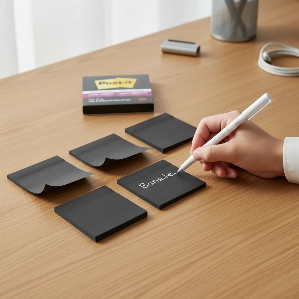 Notas Post-it® Negras 3x3" - 60 Hojas Pop-Up | Super Adhesivo | 3M