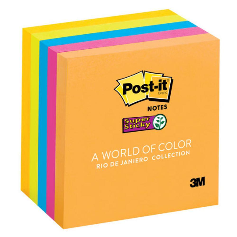 Notas Mod. 654-5ssuc Post-It Río De Janeiro 3x3 Pulgadas, 5 Blocks Super Sticky - Colmenero Shop