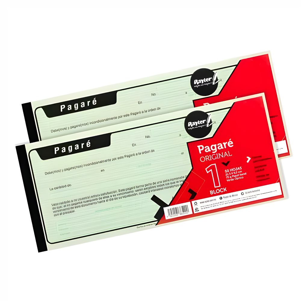 Rayter 08PA | Pagaré 1/3 de Carta Verde Blíster 2 Blocks de 50 Hojas