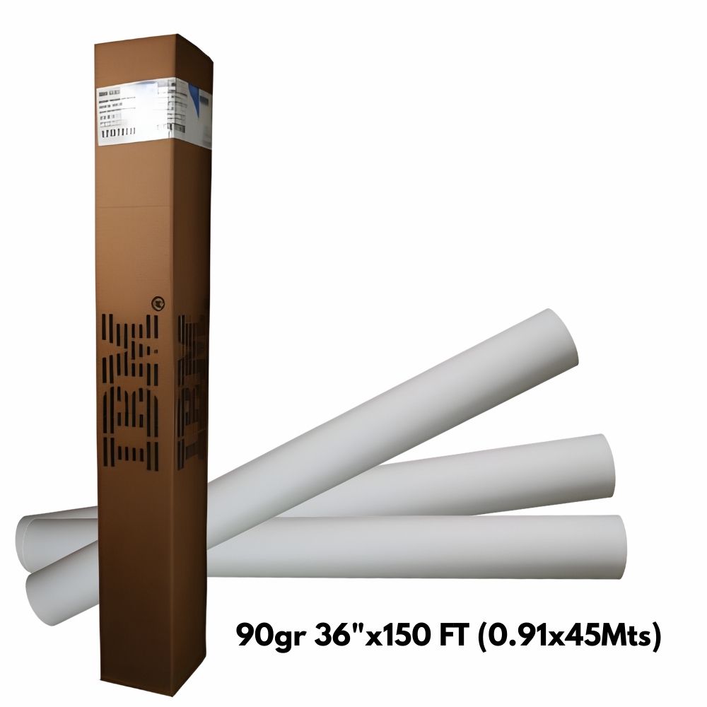 Papel Bond Plotter PCM Premium 90g | 36" x 150 FT (0.91x45m)