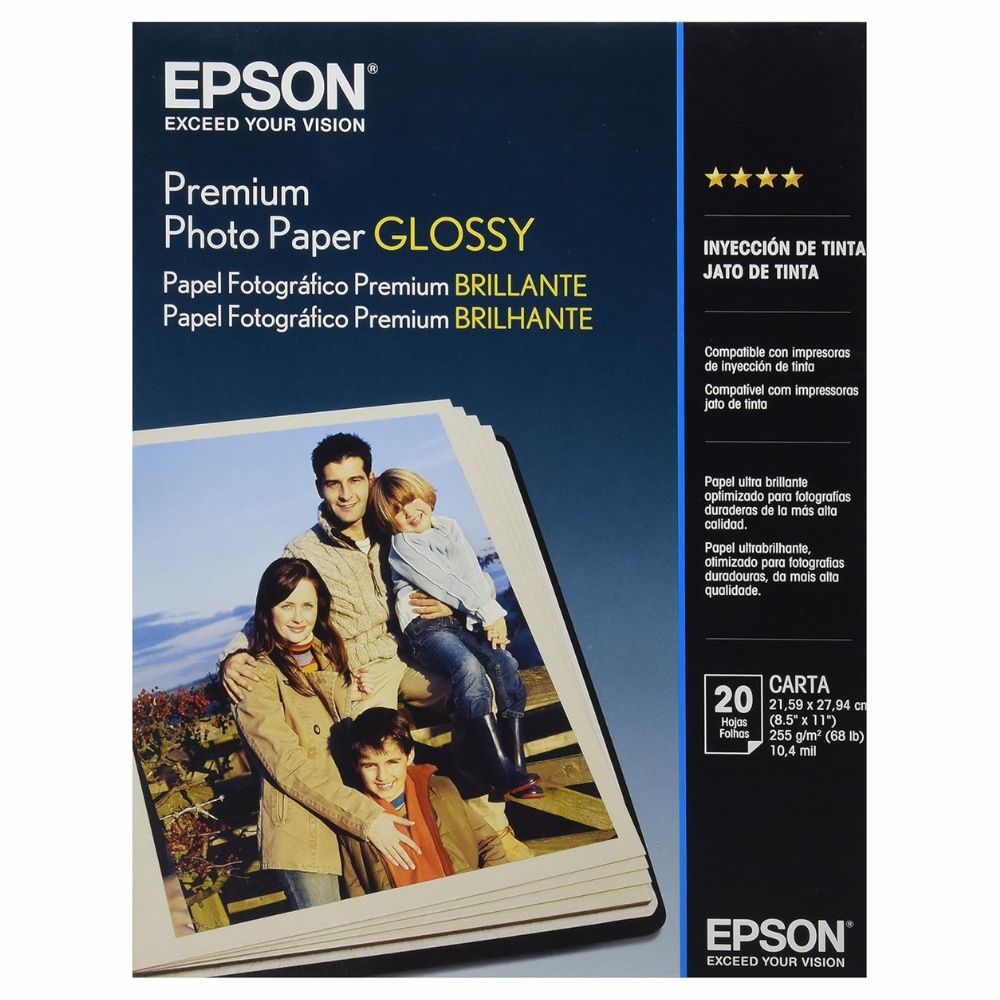 Paquete de papel fotográfico Epson Premium Semigloss S041286-ML tamaño carta.