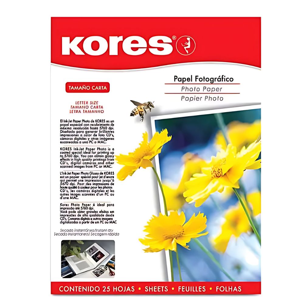 Papel Fotográfico Kores Photo Glossy | 25 Hojas, Tamaño Carta