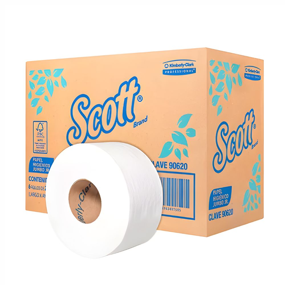 Papel Higiénico Scott 90620 Jumbo Jr | 250m Hoja Doble | Caja c/6 Bobinas