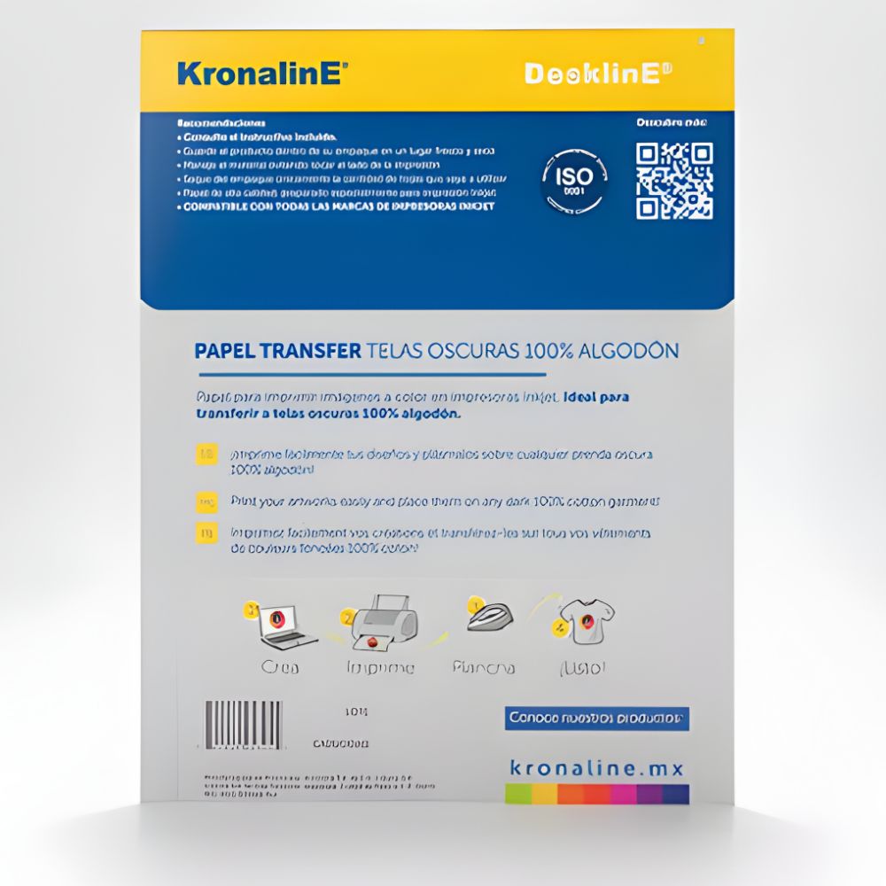 Papel Transfer Kronaline Tela Oscura Carta | 10 Hojas TR305
