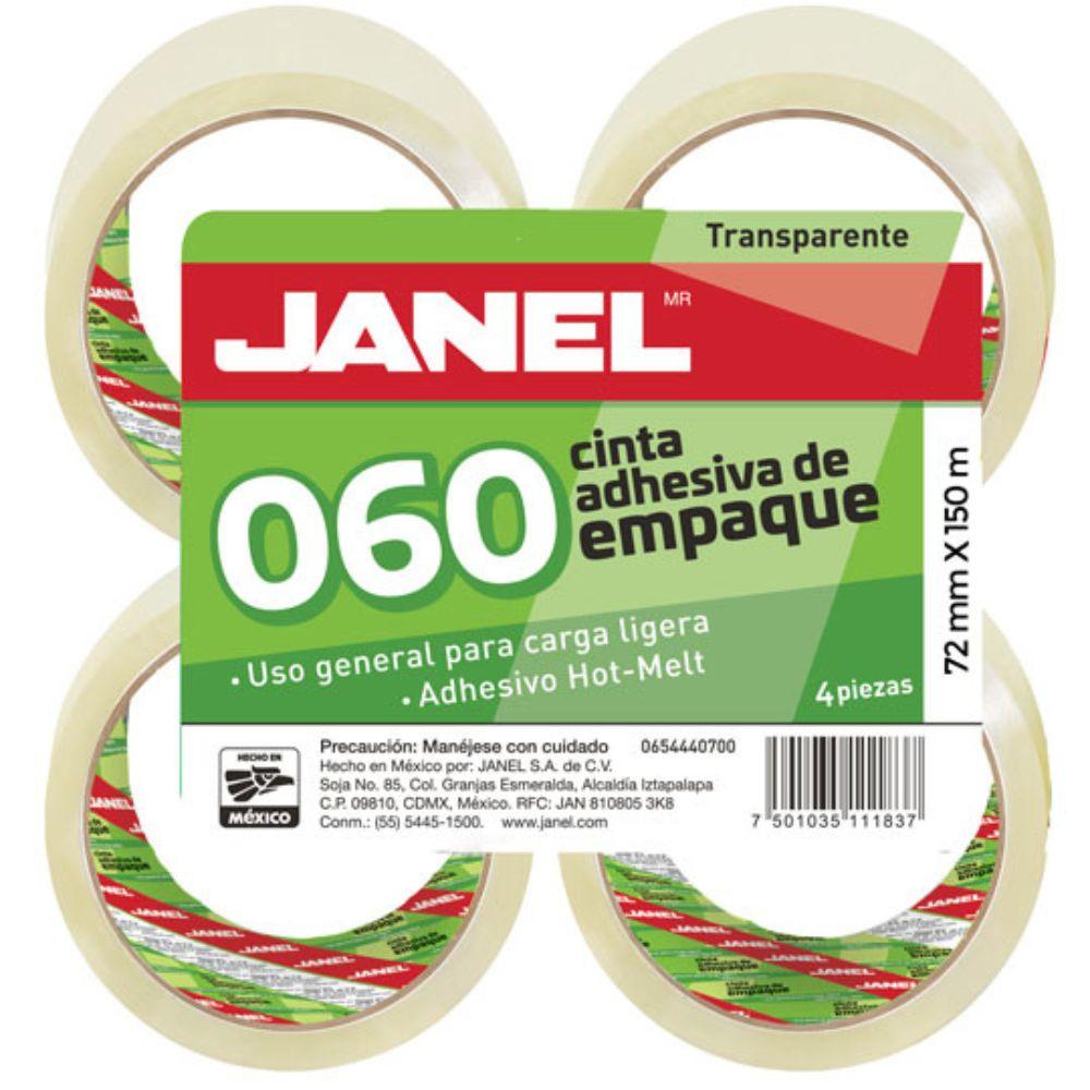 Cinta De Empaque Línea 060 Hot Melt Transparente Janel 72mmx150m 4 Piezas - Colmenero Shop