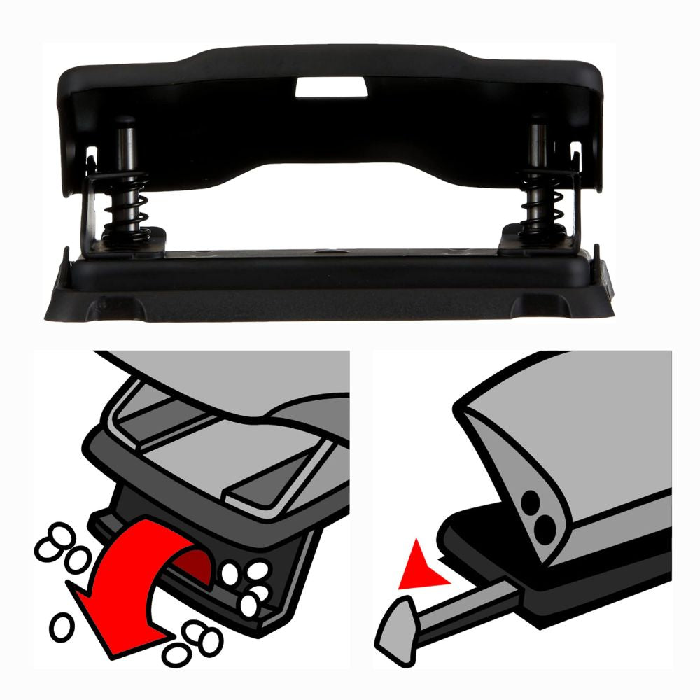 Perforadora Maped Essentials Metálica 2 Orificios | 12 Hojas | Negro