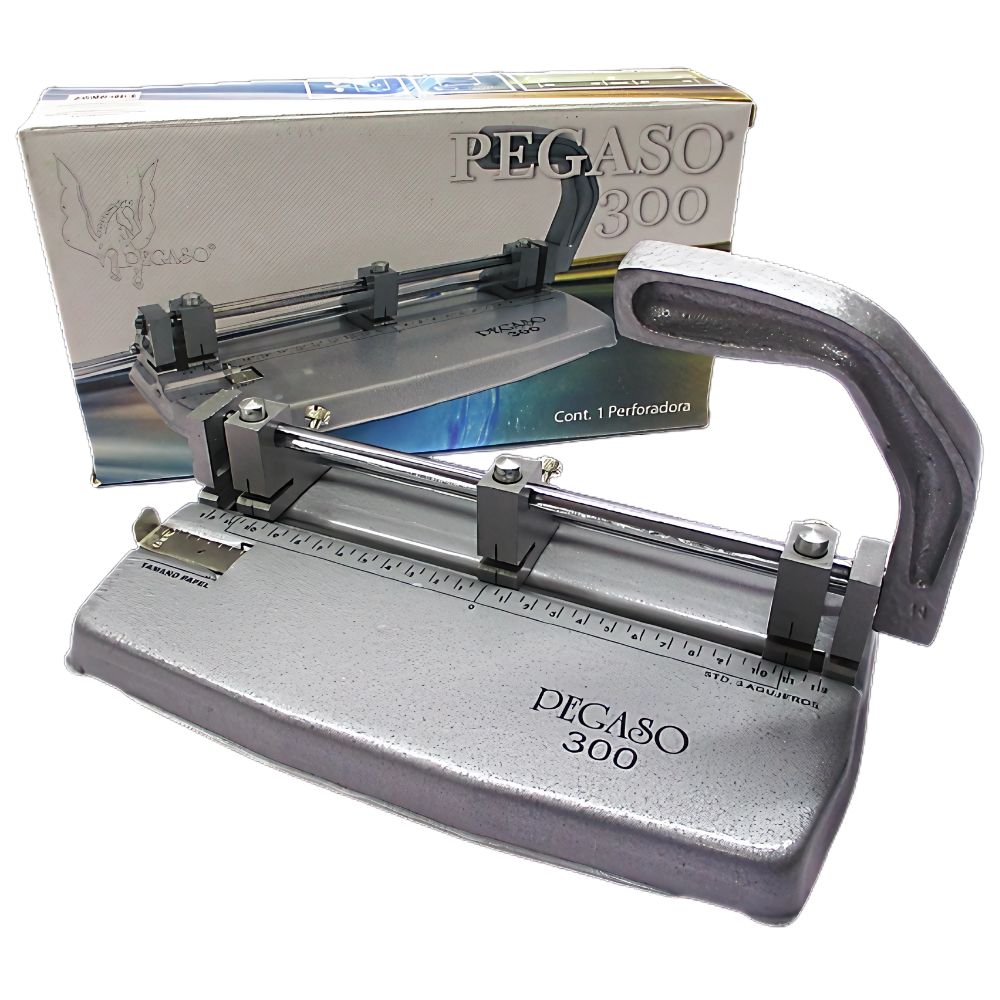 Perforadora metálica Pegaso 300 de 3 orificios perfora hasta 30 hojas