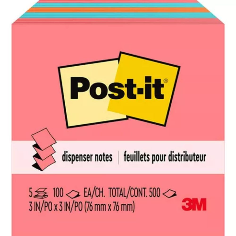 Post-it Pop-Up Neón 3x3" | 5 Blocks de 100 Hojas | 3301-5AN
