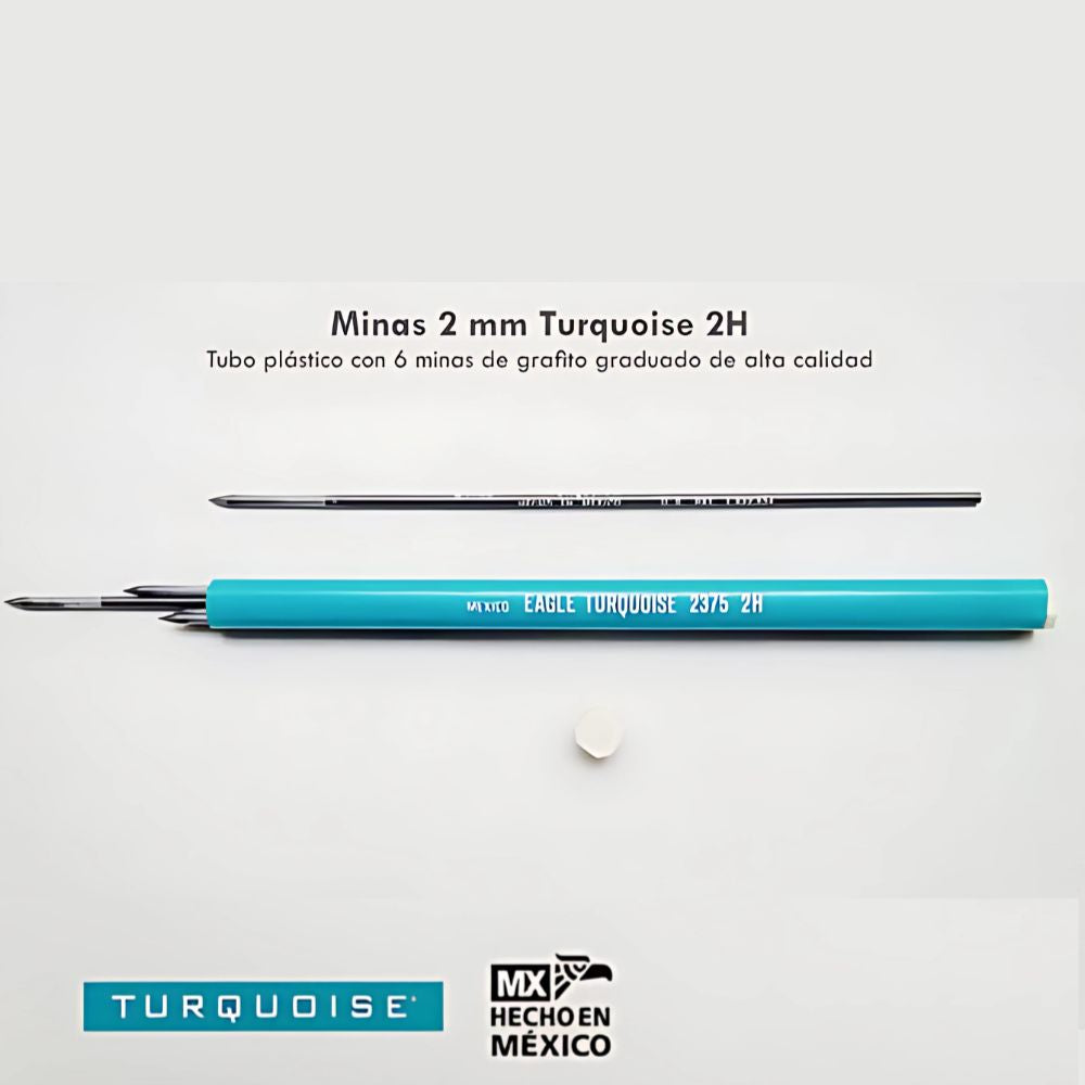Puntilla Profesional Turquoise 2mm HB | Minas de Grafito | Paquete con 5