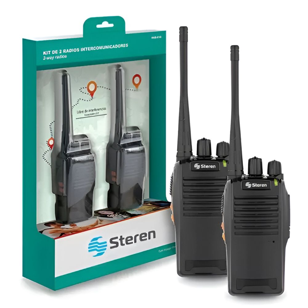 Radios Intercomunicadores STEREN RAD-010 | Kit 2 Piezas, 16 Canales
