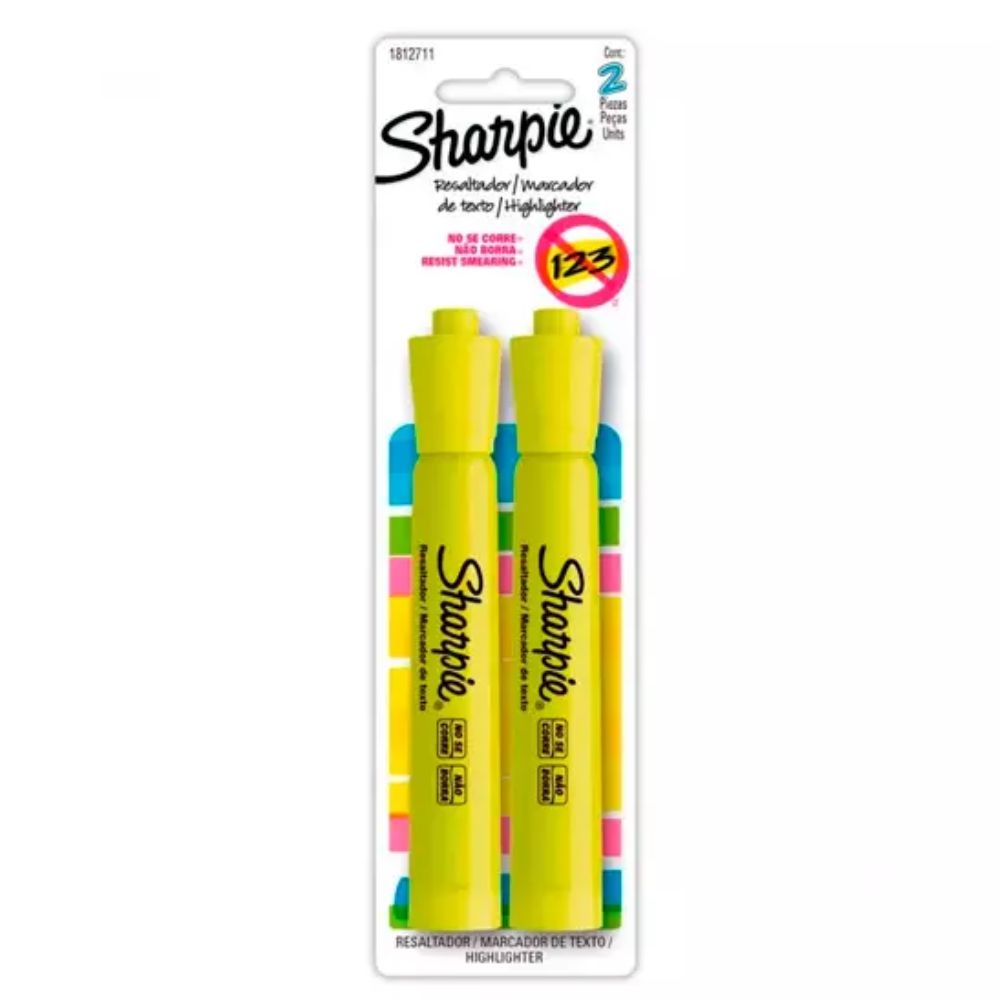 Resaltador Sharpie Tank Amarillo | Punta Cincel, 2 Pzas