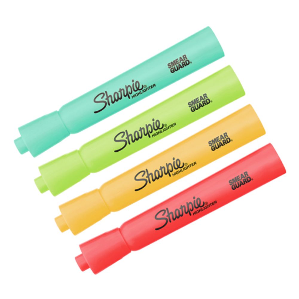 Resaltador Sharpie Tank | Colores Fluorescentes | Caja con 4 Piezas