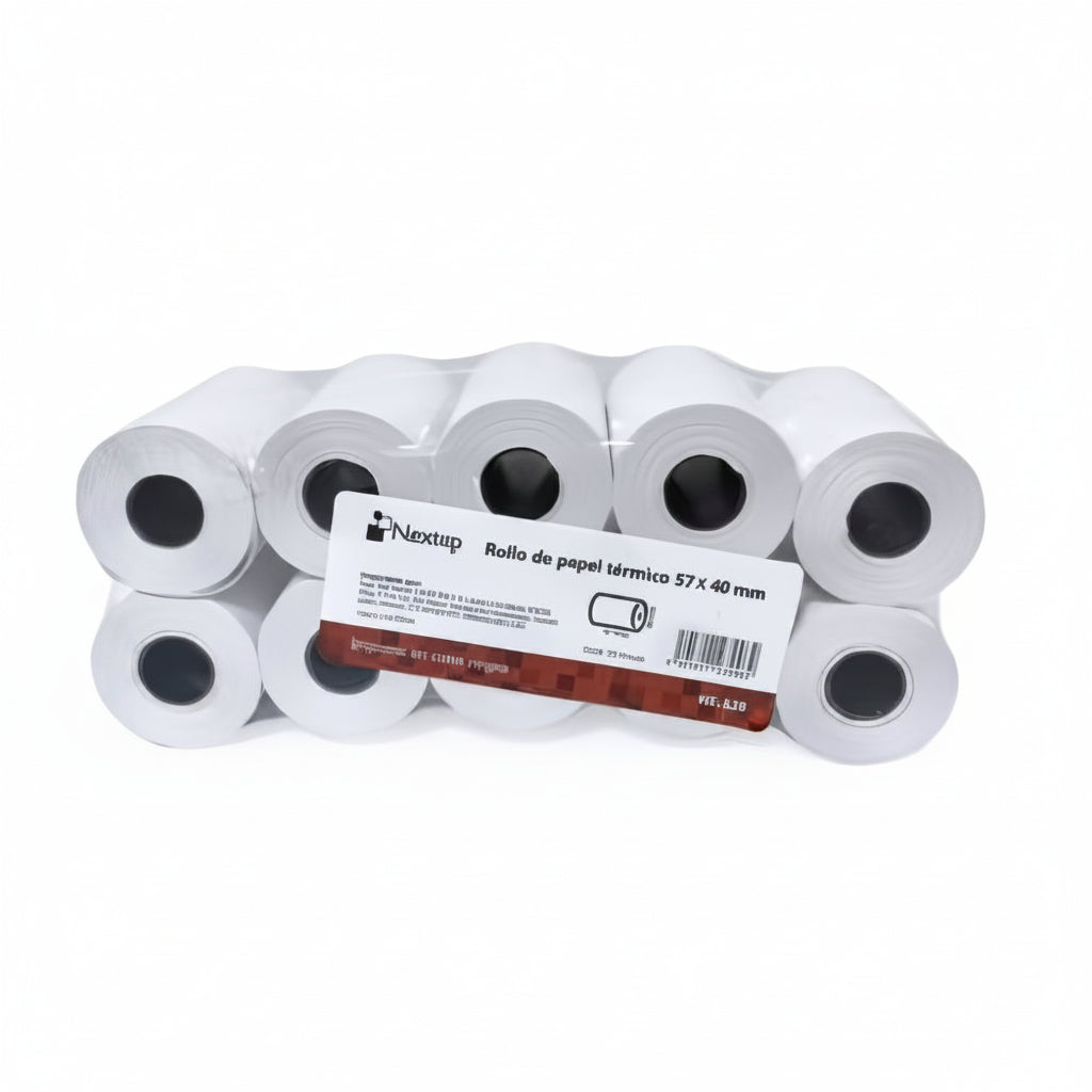 Rollo Papel Térmico Nextep 57x40mm – Caja con 10 Rollos (14m c/u)