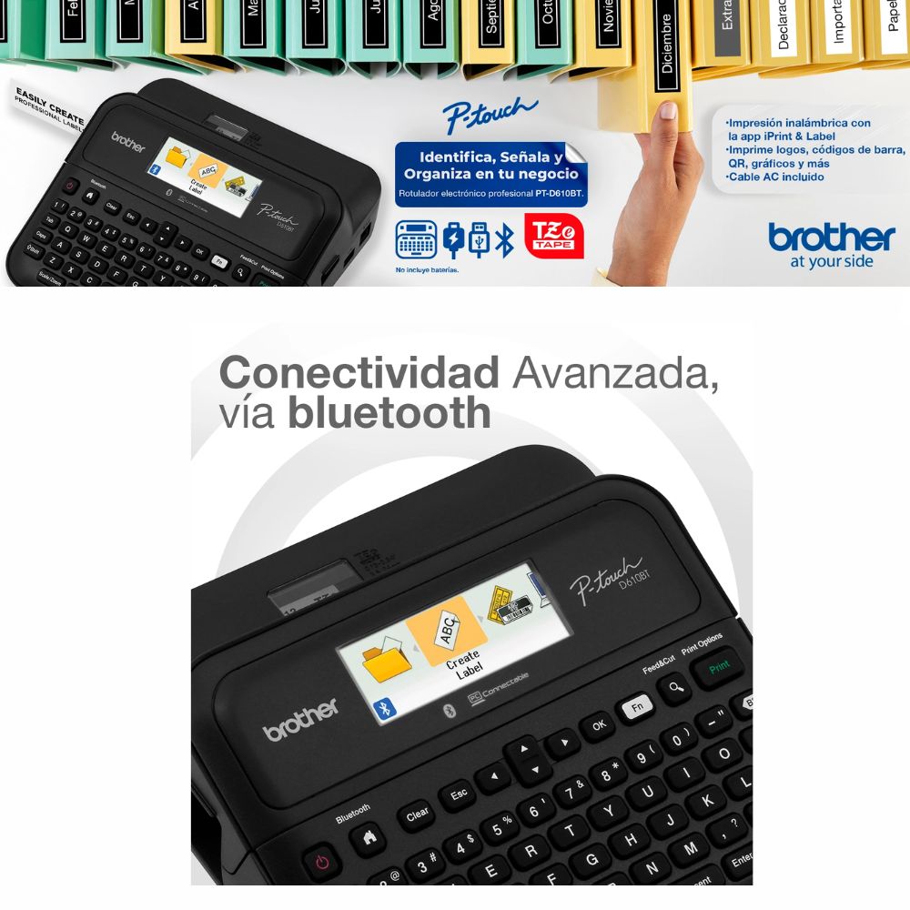 Rotuladora Brother PT-D610 | Conexión a PC | Pantalla LCD