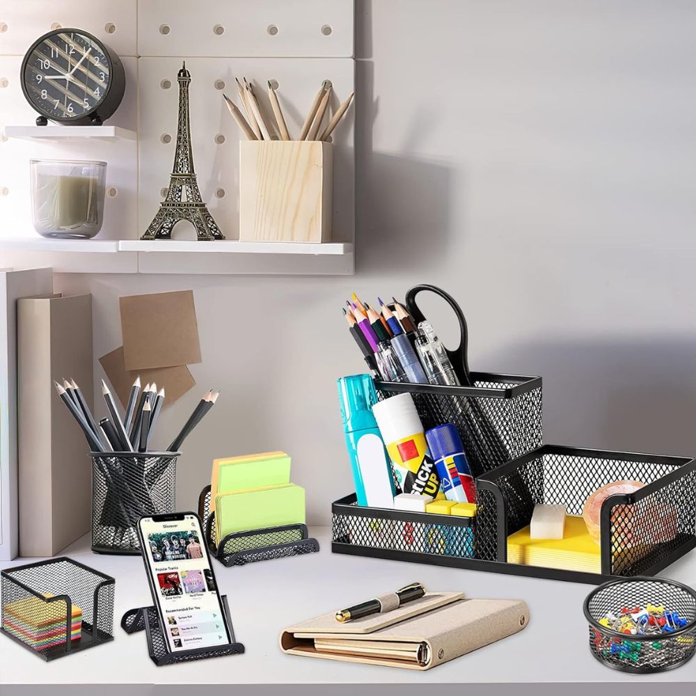 Set Organizador de Escritorio Malla Metálica 6 Pzs | UIEYAKFR