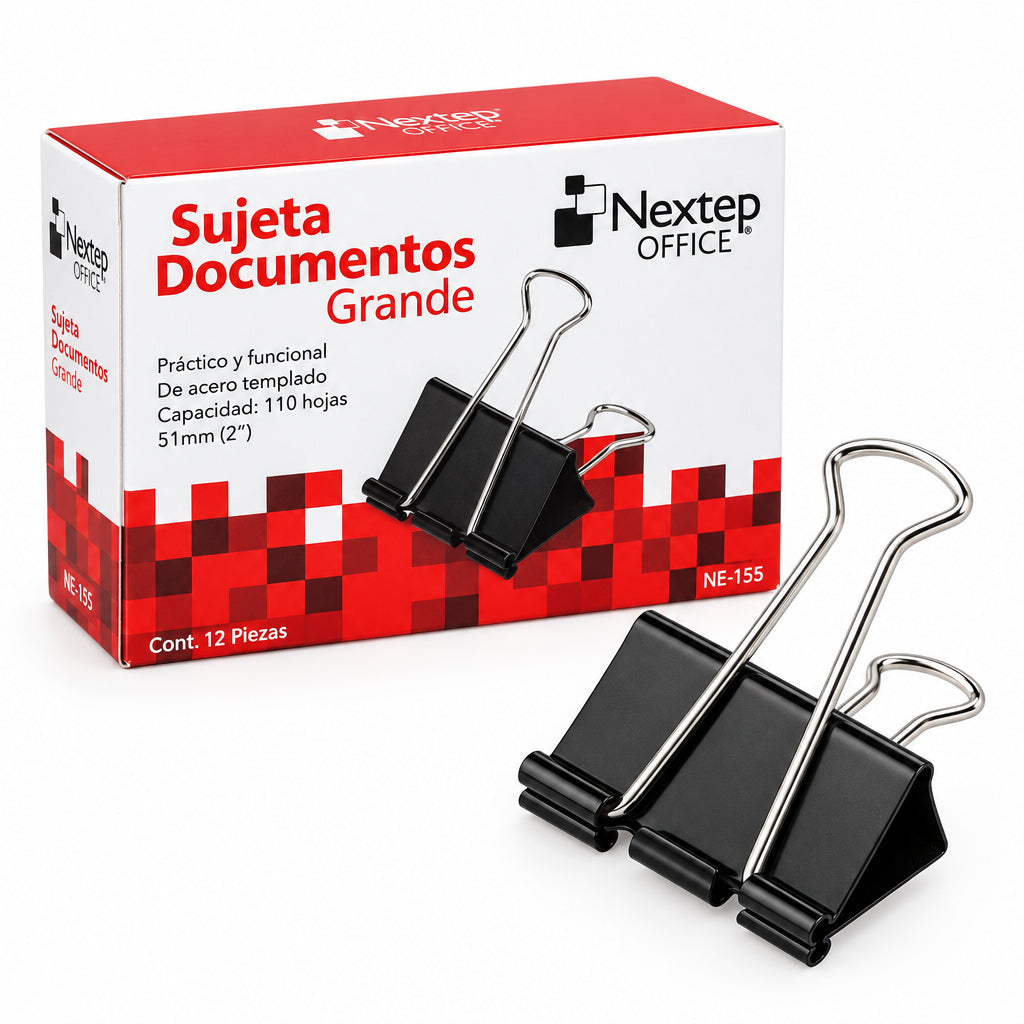 Sujeta Documentos Nextep 51 mm NE-155 | Caja con 12 Piezas- Colmenero Shop