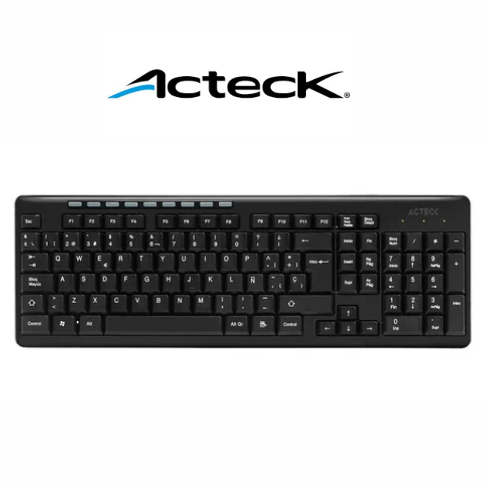 Teclado Inalámbrico Acteck Negro | USB 2.0 | 103 Teclas + 9 Multimedia-913973