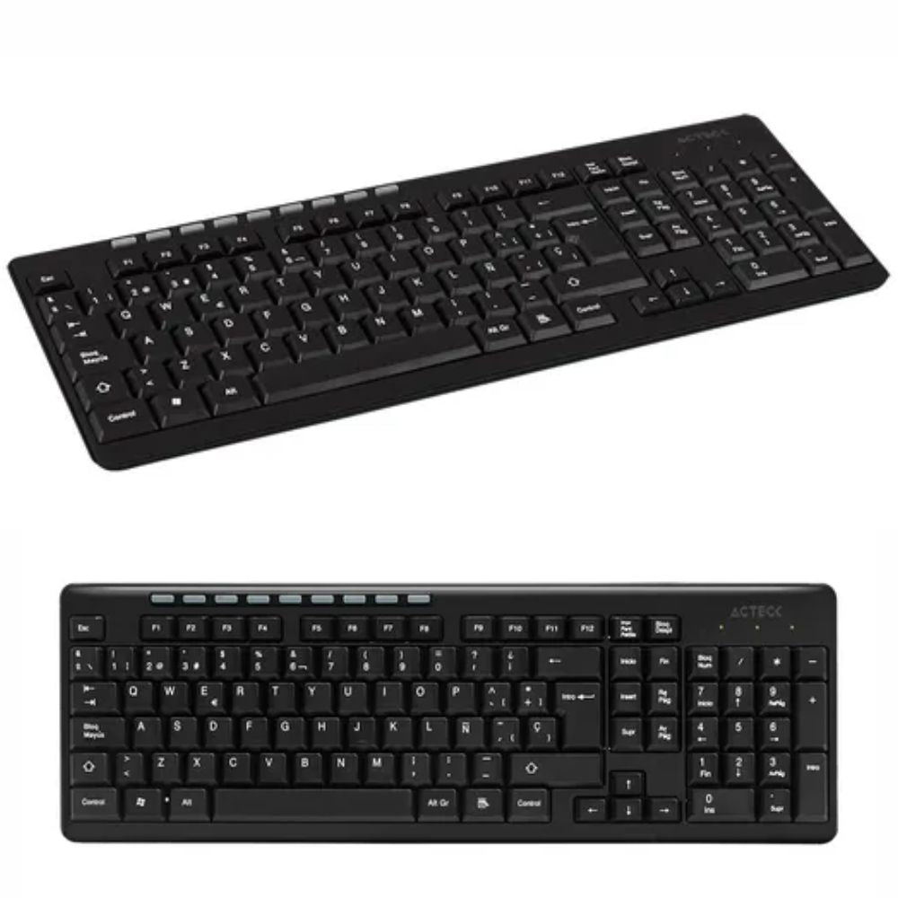 Teclado Inalámbrico Acteck Negro | USB 2.0 | 103 Teclas + 9 Multimedia