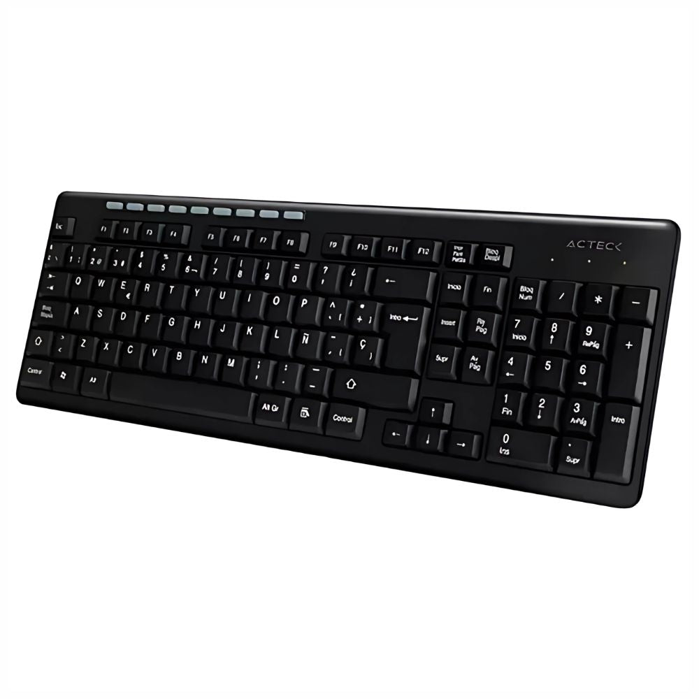 Teclado Inalámbrico Acteck Negro | USB 2.0 | 103 Teclas + 9 Multimedia