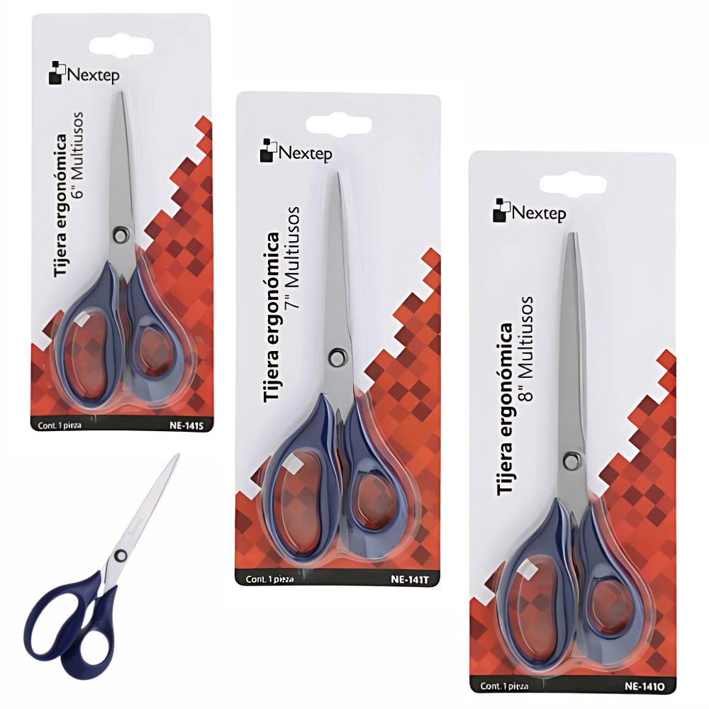 Tijeras Nextep Ergonómicas Multiusos | Acero Inoxidable 6", 7" y 8"