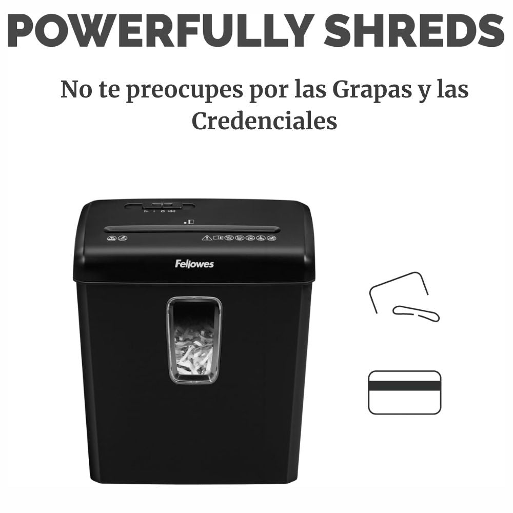 Trituradora Fellowes P-30C Powershred | Corte Cruzado P-4 | 6 Hojas | 4 Galones
