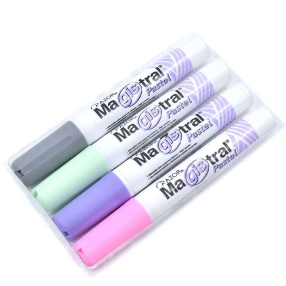 Marcador Magistral Didáctico Punta Cincel 6 Mm Colores Pastel Con 4 Pzas 8354P - Colmenero Shop