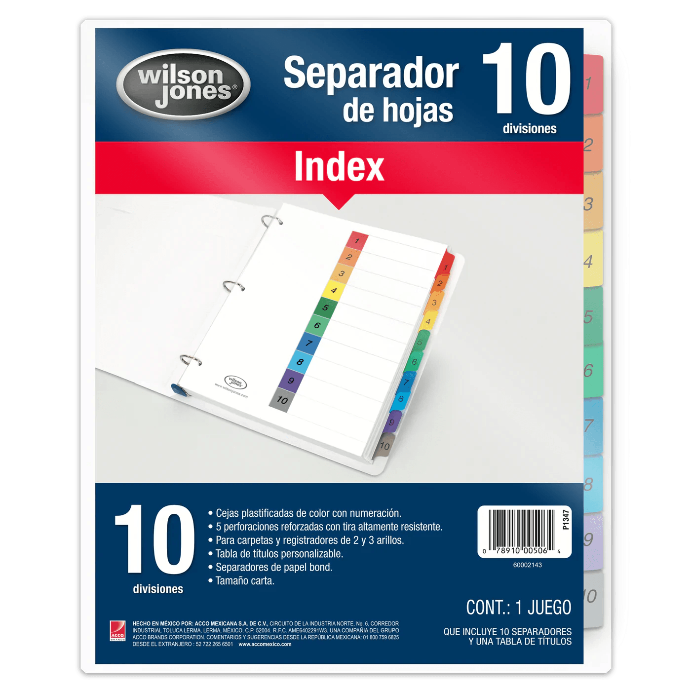 Separador de 10 divisiones Wilson Jones P1347 - Colmenero Shop