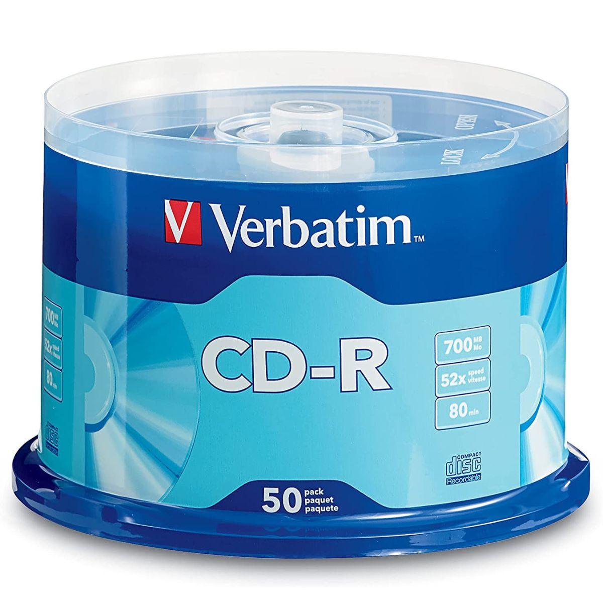CD-R Verbatim 700MB Torre 50 Discos 52X 94691 | Colmenero Shop