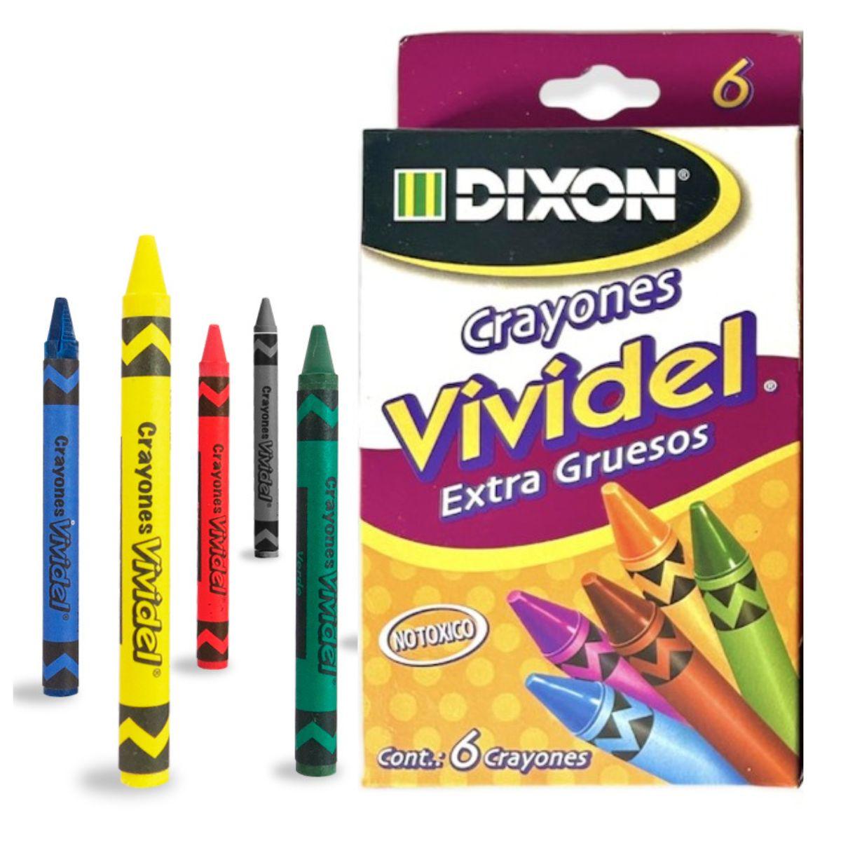 Crayones Dixon Vividel Extra Gruesos 6 Pz | No Tóxicos y Seguros - Colmenero Shop