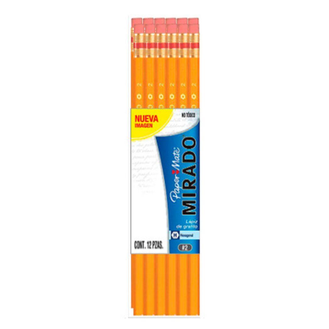 Lápiz No. 2 Grafito Hexagonal – Pack 12 Piezas con Goma – HB
