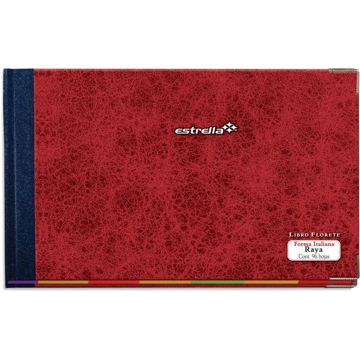 Libro Florete Estrella Italiana Rayado | 96 Hojas 24 × 34.8 cm