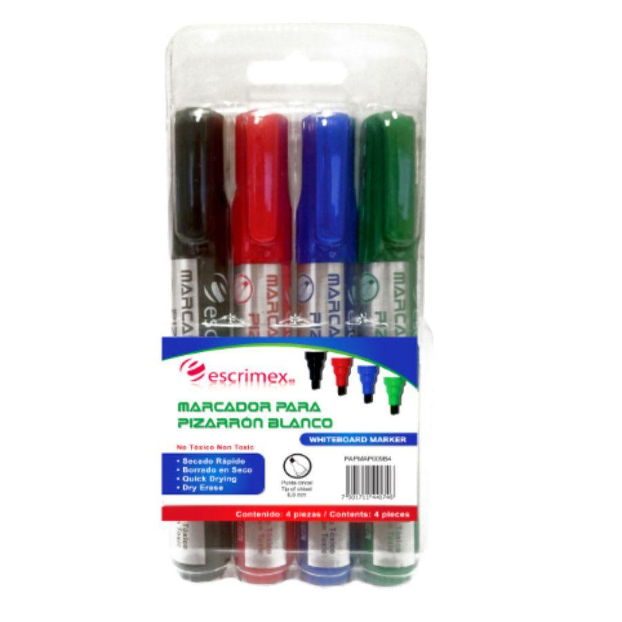 Marcadores Escrimex P/pizarrón Blanco 4 piezas - Colmenero Shop