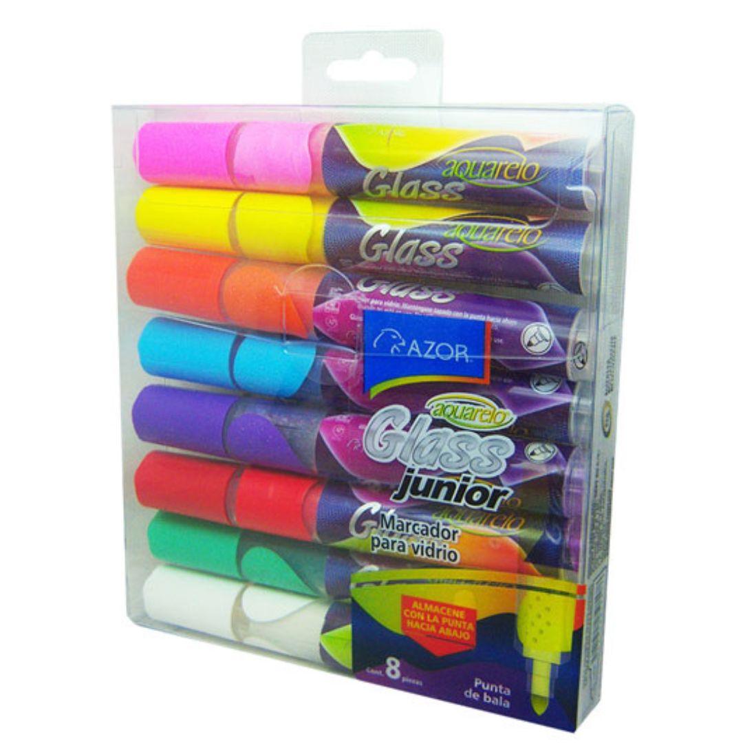 Marcador Aquarelo Glass Jr Surt. C/8 - Colmenero Shop