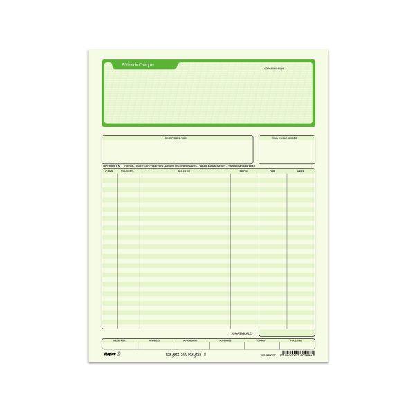 Poliza de cheques tamaño carta rayter - Colmenero Shop