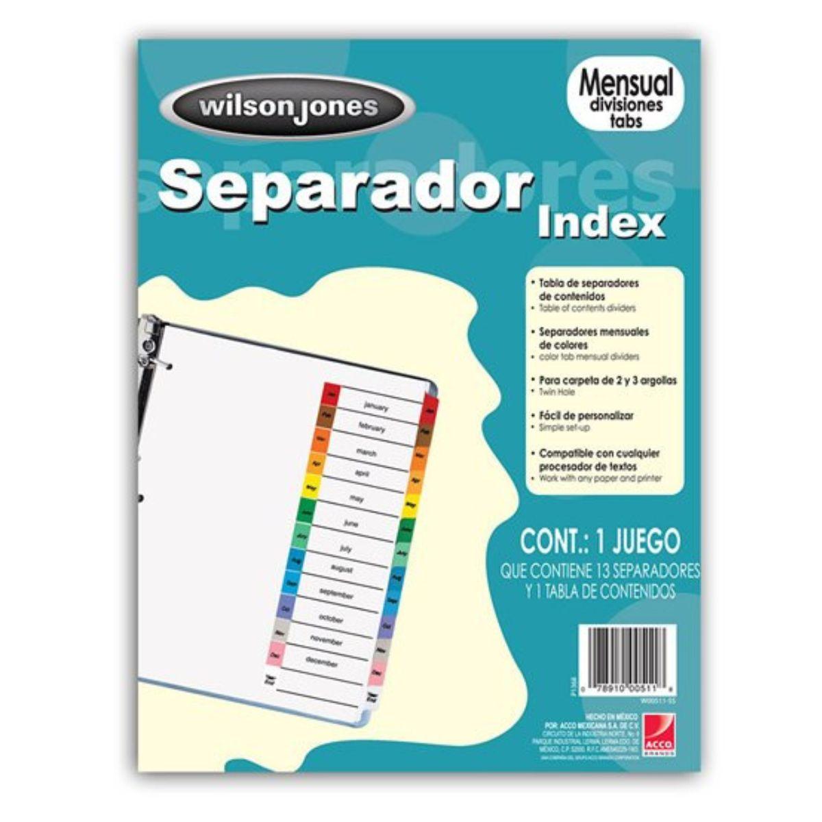 Separador mensual Ene-Dic Wilson Jones P1368 - Colmenero Shop