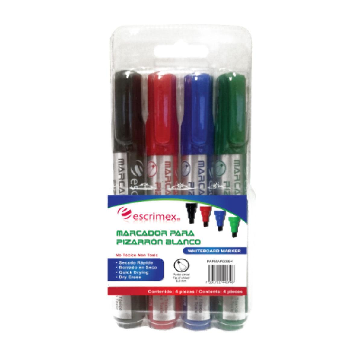 Marcadores Escrimex P/pizarrón Blanco 4 piezas - Colmenero Shop