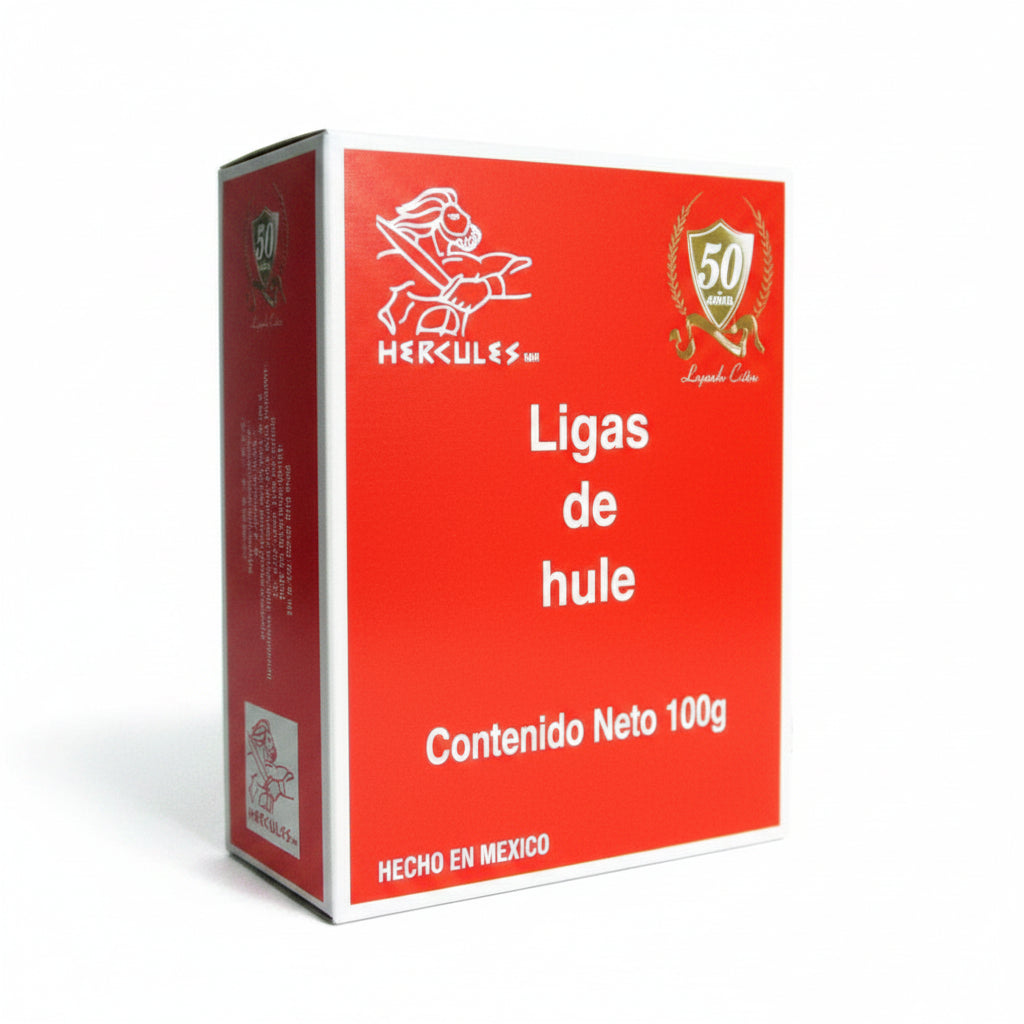 Ligas de Hule Hércules No. 18 | Caja de 100g | Hule Natural Beige