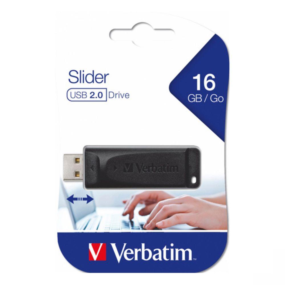Memoria USB Verbatim 16 GB Slider Color Negro - Colmenero Shop