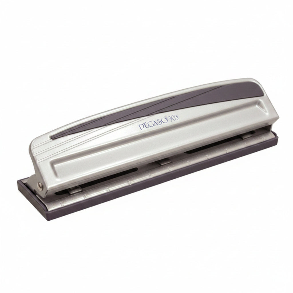 Perforadora Pegaso 303 de 3 Orificios Ajustables 10 Hojas Gris