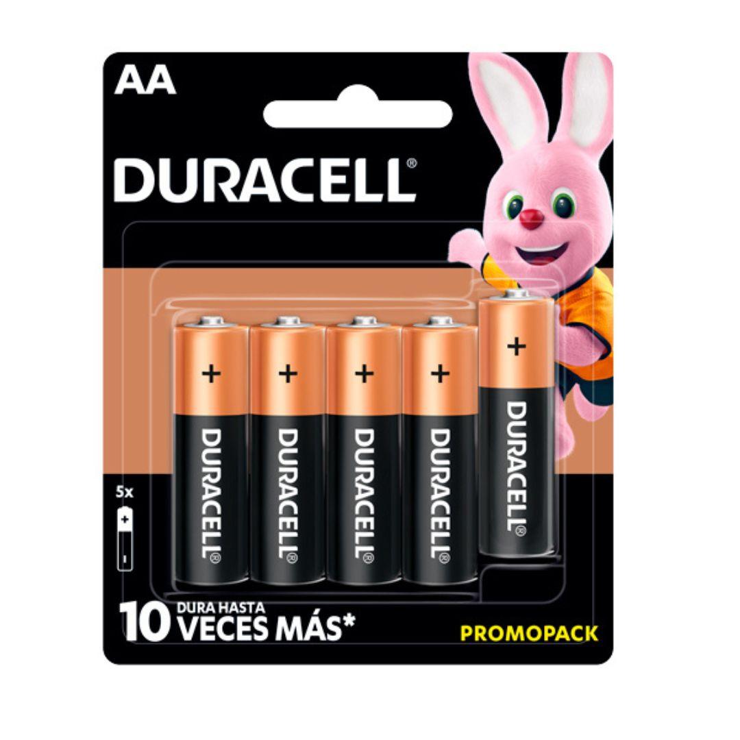 Pilas Alcalinas Duracell AA $\text{1.5 V}$ | Blíster con 5 Piezas ($\text{4+1}$) | Larga Duración