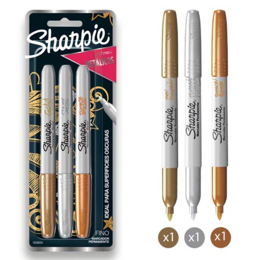 Marcaorer Sharpie 3 Colores Oro, Plata Y Bronze - Colmenero Shop