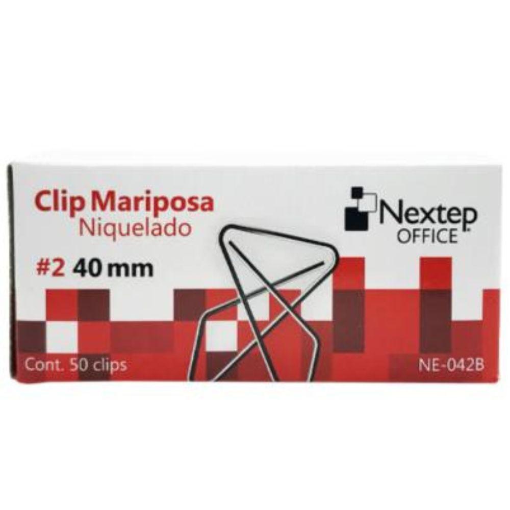 Clip Mariposa Nextep Niquelado #2 40mm 50 Clips Ne-042B - Colmenero Shop