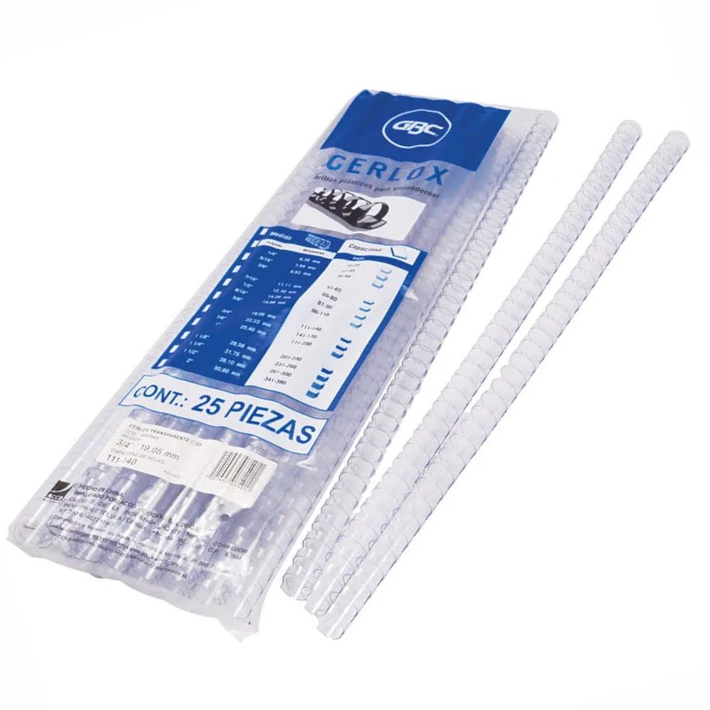 Gbc Arillo de Plastico Cerlox Transparente 7/8 "