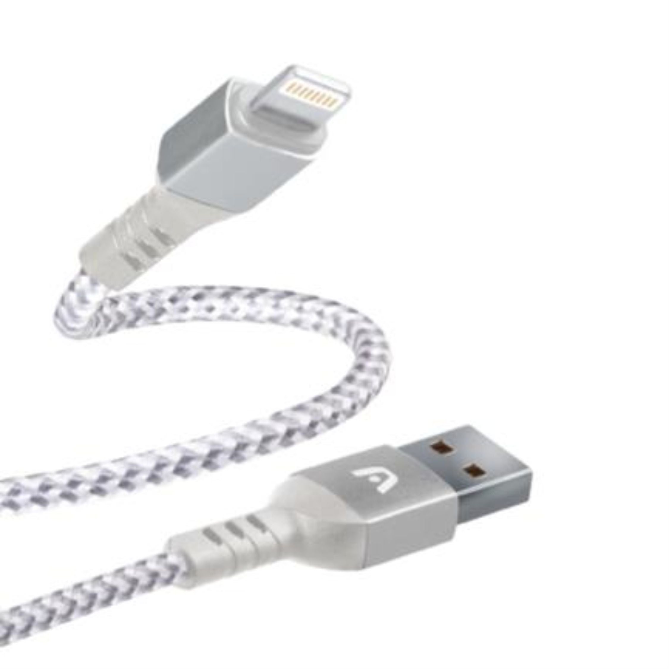 Cable Argomtech Lightning A Usb Nylon Trenzado 1.8m Color Blanco