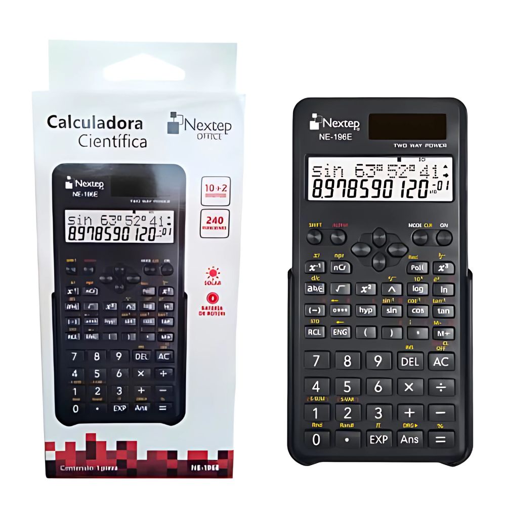 Calculadora Cientifica Nextep 10+2 Digitos Doble Linea 240 Funciones Solar/Batería NE-196P