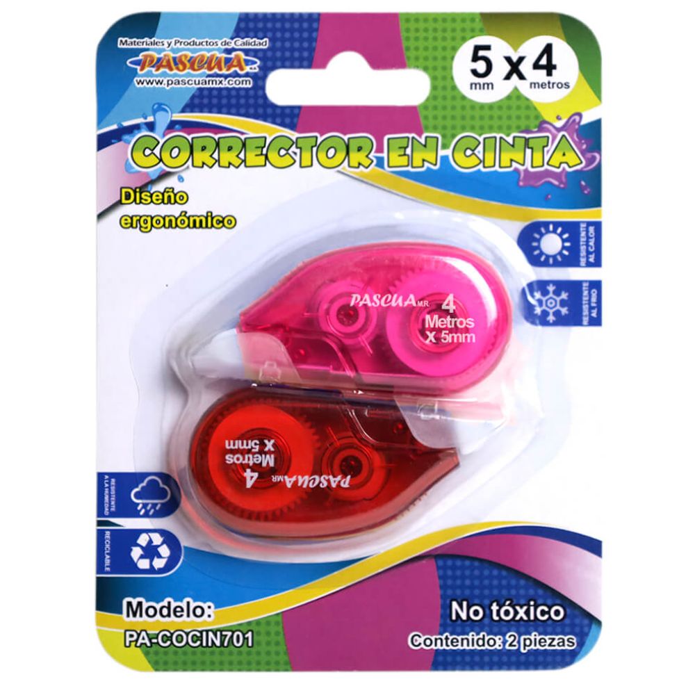 Corrector en Cinta Pascua 5mm x 4m – Pack 2 Piezas – Ideal para Oficina