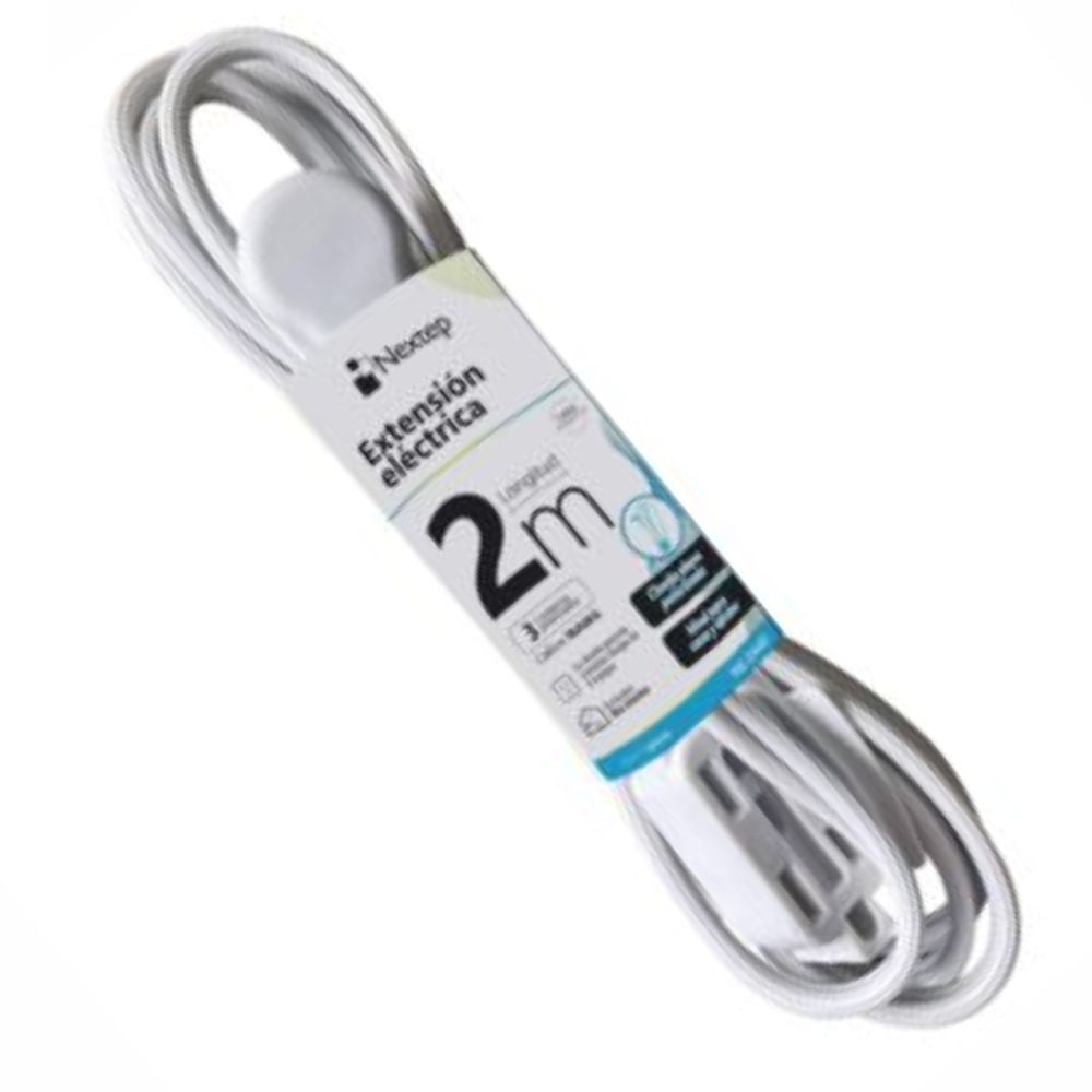 Extensión Eléctrica Nextep 16 AWG  Plana Blanca de 5, 3 y 2 MTS