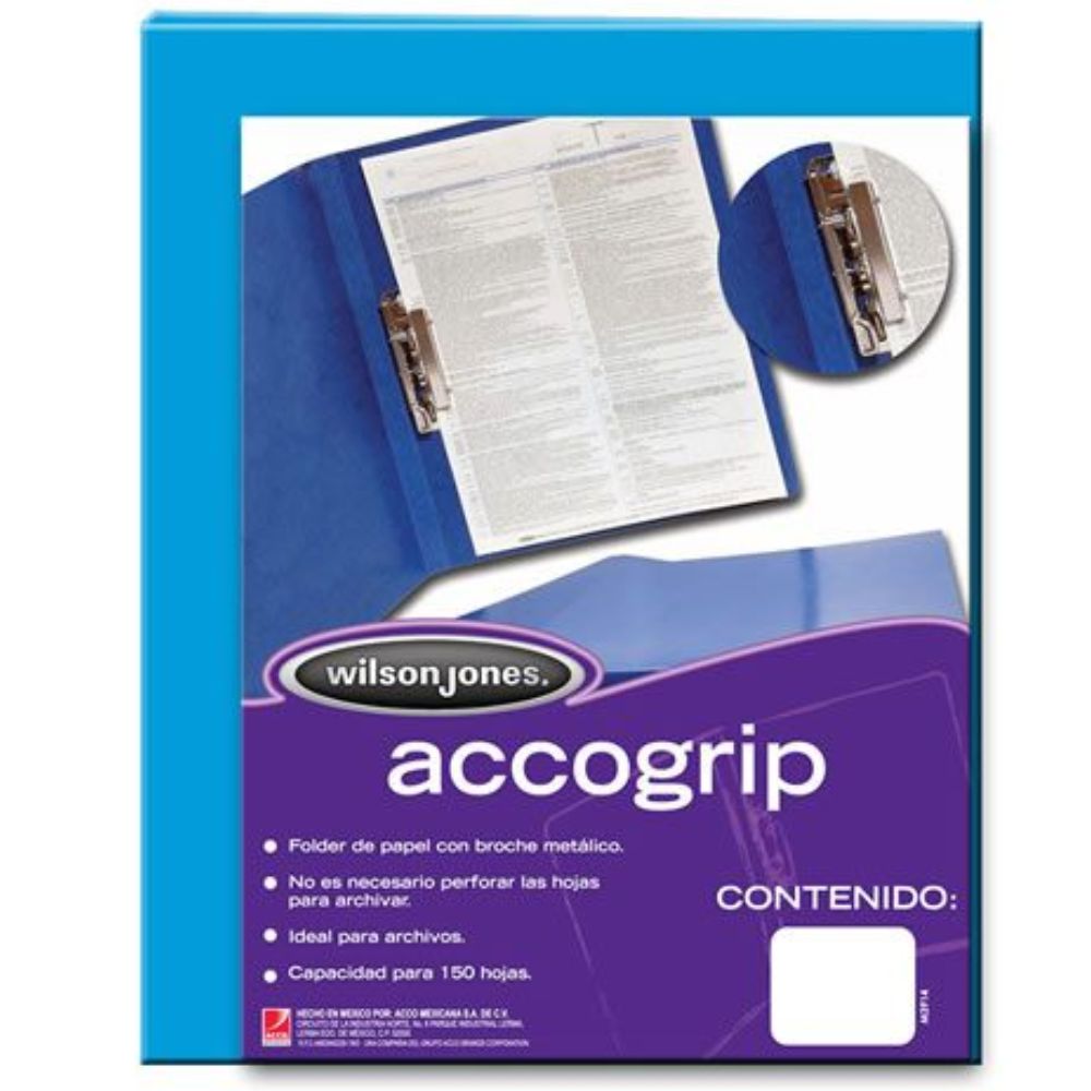 Folder accogrip carta ACCO color azul claro con palanca P0967
