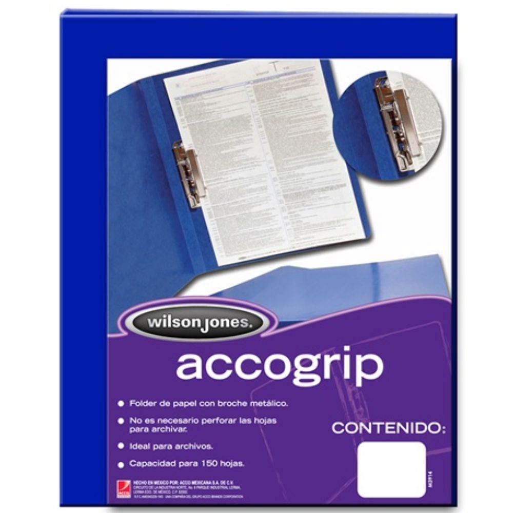 Folder accogrip carta ACCO color azul obscuro con palanca P0963